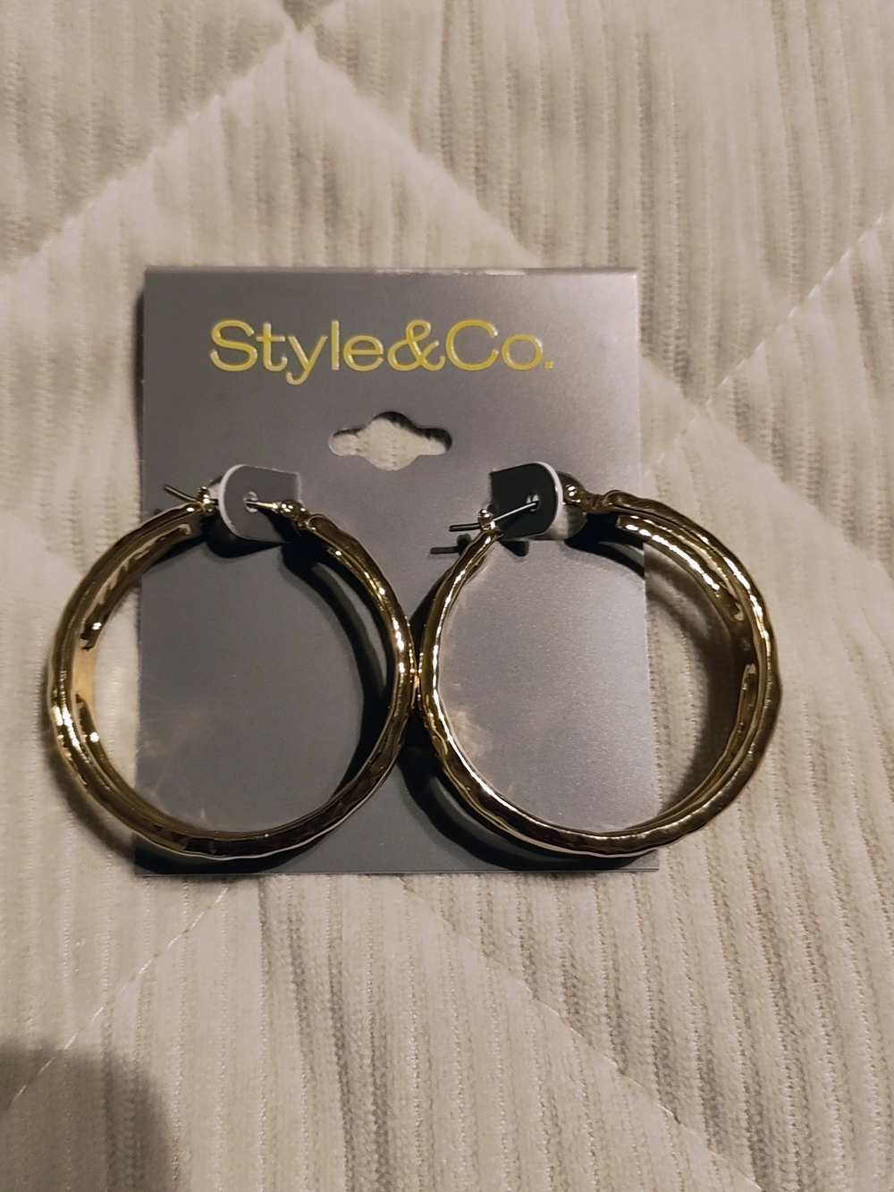 Style & Co. Shiny Gold Textured Hoop Earrings